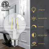 ENERGETIC SMARTER LIGHTING 5W Dimmable G25 LED Edison Light Bulb, G25 (G80) Globe Bulb, 60W Equivalent, 5000K Daylight, Christmas Light, E26 Standard Base, ETL Listed, 6-Pack