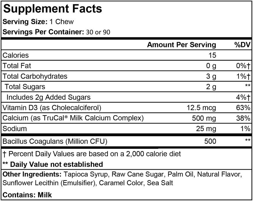 ProCare Health | Calcium Soft Chew | Sea Salted Caramel l 30 Count