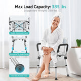 Kicimpro HSA/FSA Shower Chair for Elderly & Disabled, 10 Min Installation, Heavy Duty Bath Chair with Pad, 6 Adjustable Height Shower Seat for 5'1"-6'4" Users