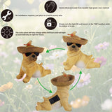 Glintoper Solar Garden Statue Dog Figurine, 8.7" Outdoor Resin Puppy Whimsical Lawn Porch Yard Art, Birthday Mothers Day Ideal Gifts, Lighted Shar Pei Ornaments for Patio Pathway Yard Decoration ﻿