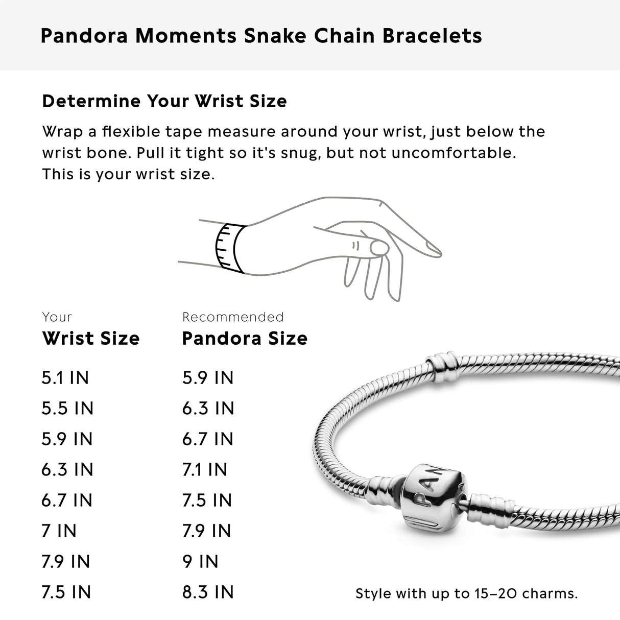PANDORA Moments Barrel Clasp Snake Chain Bracelet - Silver Bracelet for Women - Sterling Silver - with Gift Box - 7.5"