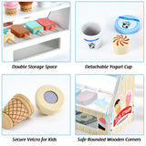 Wooden Ice Cream Toys Kids Play Store Pretend Toy for Toddlers, Play Kitchen Accessories with Scoop, Menu, Fake Money, Ice Cream Play Set Birthday Christmas Gifts for 3 4 5 6 Year Old Girls Boys