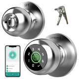 GHome Smart Fingerprint Door Lock, 4 in 1 Smart Fingerprint Door Knob with Keypad, App Control, Auto Lock, Biometric Door Knob with Lock for Bedroom, Apartment, Garage, Home & Office