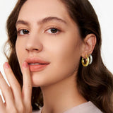 SHOWNII Chunky Gold Hoop Earrings - 14K Gold Plated Earrings for Women Hollow Tube Lightweight Thick Hoops Valentines Mother's Day Birthday Gifts