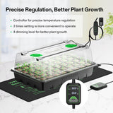 VIVOSUN 1-Pack 40-Cell Seed Starter Trays with 1 Set of LED Lights and 10"x20.75" Seedling Heat Mat, 3.6" Higher Cover, Adjustable Vents, Drainage Holes, Green Propagation Tray for Planting Seeds