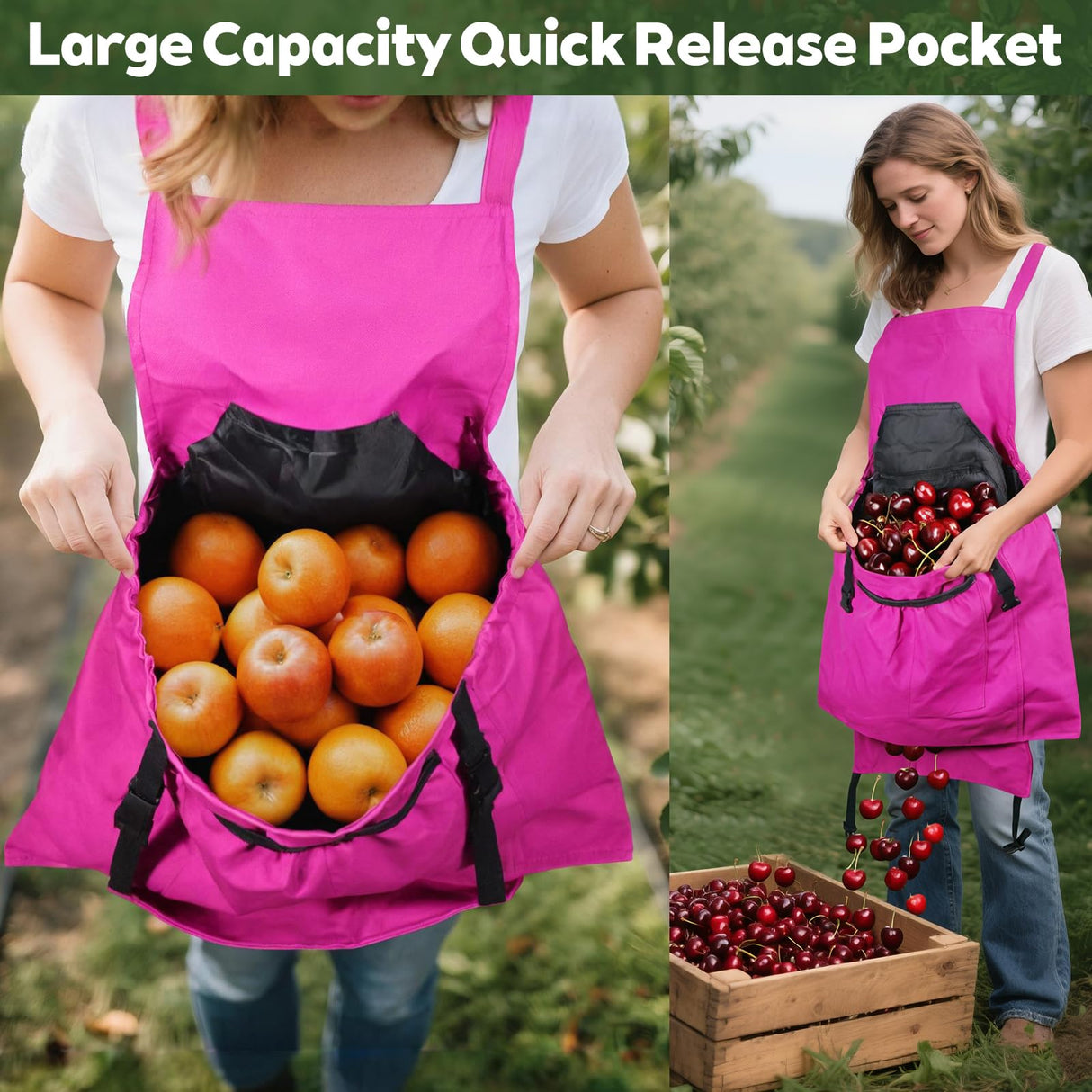 Floradrift Gardening Apron,Canvas Garden Apron with Pockets for Women and Men,Harvest Apron with Harvesting Pouch,Gifts for Gardeners,Green