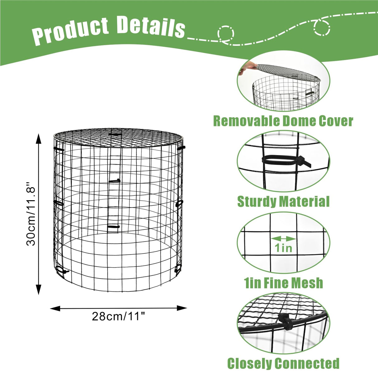 6 Packs Garden Plant Protectors from Animals,Metal Plant Cage, 11.8"x 12.6"