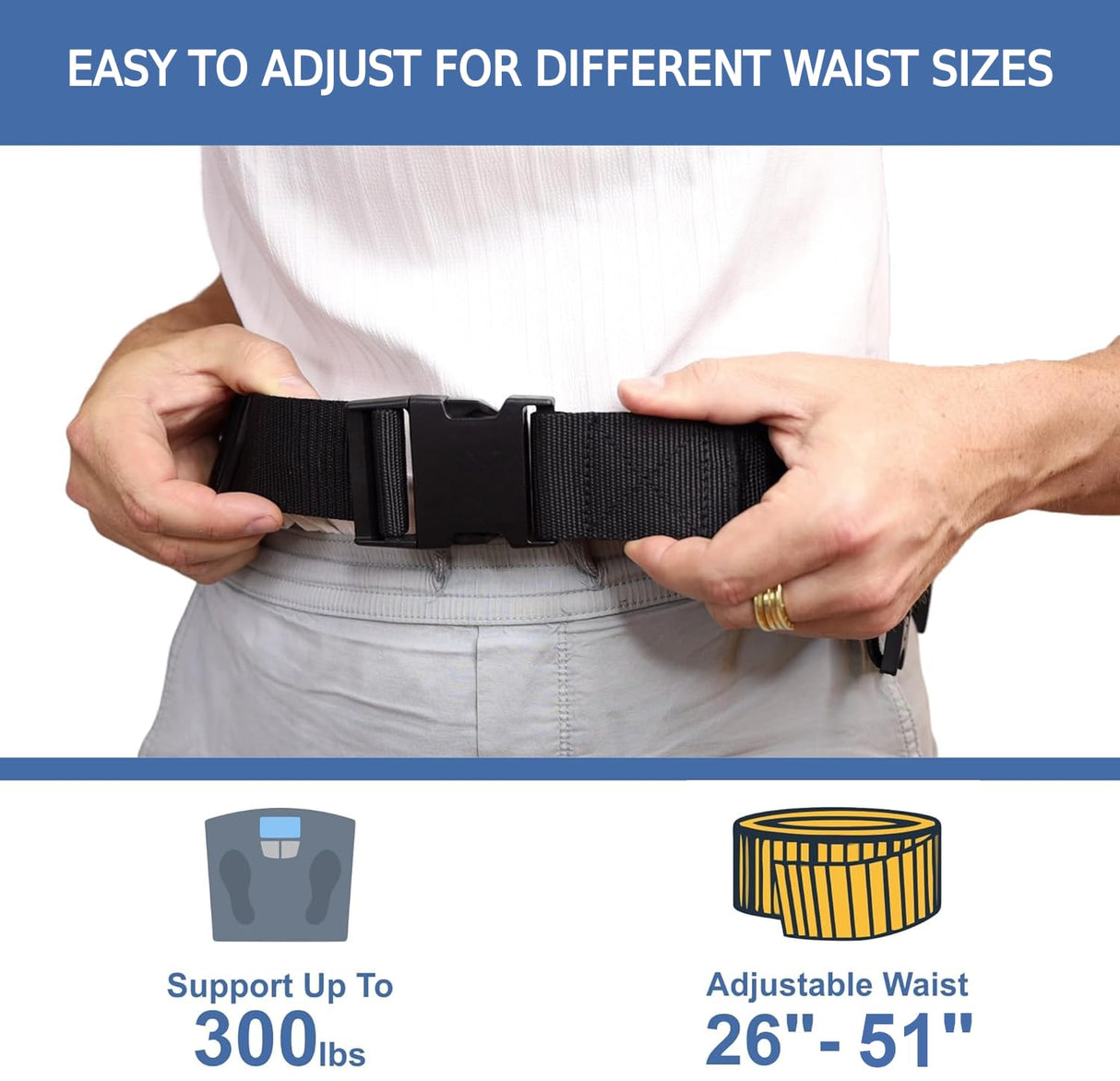 Gait Belts for Seniors - Transfer Gate Belts With Handles for Lifting Elderly & Patient Physical Therapy - Easy to Use Quick Release Gait Belt for Medical Nursing Use