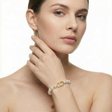 Merlinae 18K gold plated Copper , initial letter bright gold chain designer jewelry bracelet, double-layered star-shaped and letter decorated bracelet, luxurious style, adjustable wrist length, suitable for women to wear