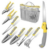 Blumway Garden Tool Sets, 10 Piece Heavy Duty Gardening Tool Set, Stainless Steel Gardening Hand Tools with Garden Tool Bag, Garden Tool Kit for Gardening Supplies,Ideal Garden Gifts for Women Men