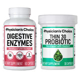 Physician's CHOICE - Beat Bloat + Support Weight Management Bundle: Digestive Enzymes + Thin-30 Probiotic