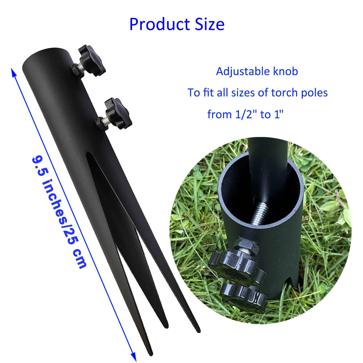 Wdwlbsm 4 Pcs Steel Torch Stakes,Garden Stakes for Outdoor Lights,Metal Ground Spike Replacement Stakes for Solar Lights & Live Flame Torches,Outdoor Torch Stand Stake for Flagpoles, Fishing Rods