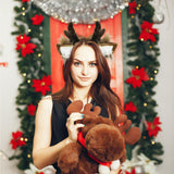 SIOTMERA Reindeer Antlers Headband, Realistic Deer Antlers Headbands Reindeer Ears Adults Christmas Party Birthday Makeup Cosplay, Reindeer Headband for Christmas Eve Costume Gift, Brown