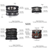 KISS WIFE PU Leather Bracelets for Men, Punk Skull Braided Bracelet Se