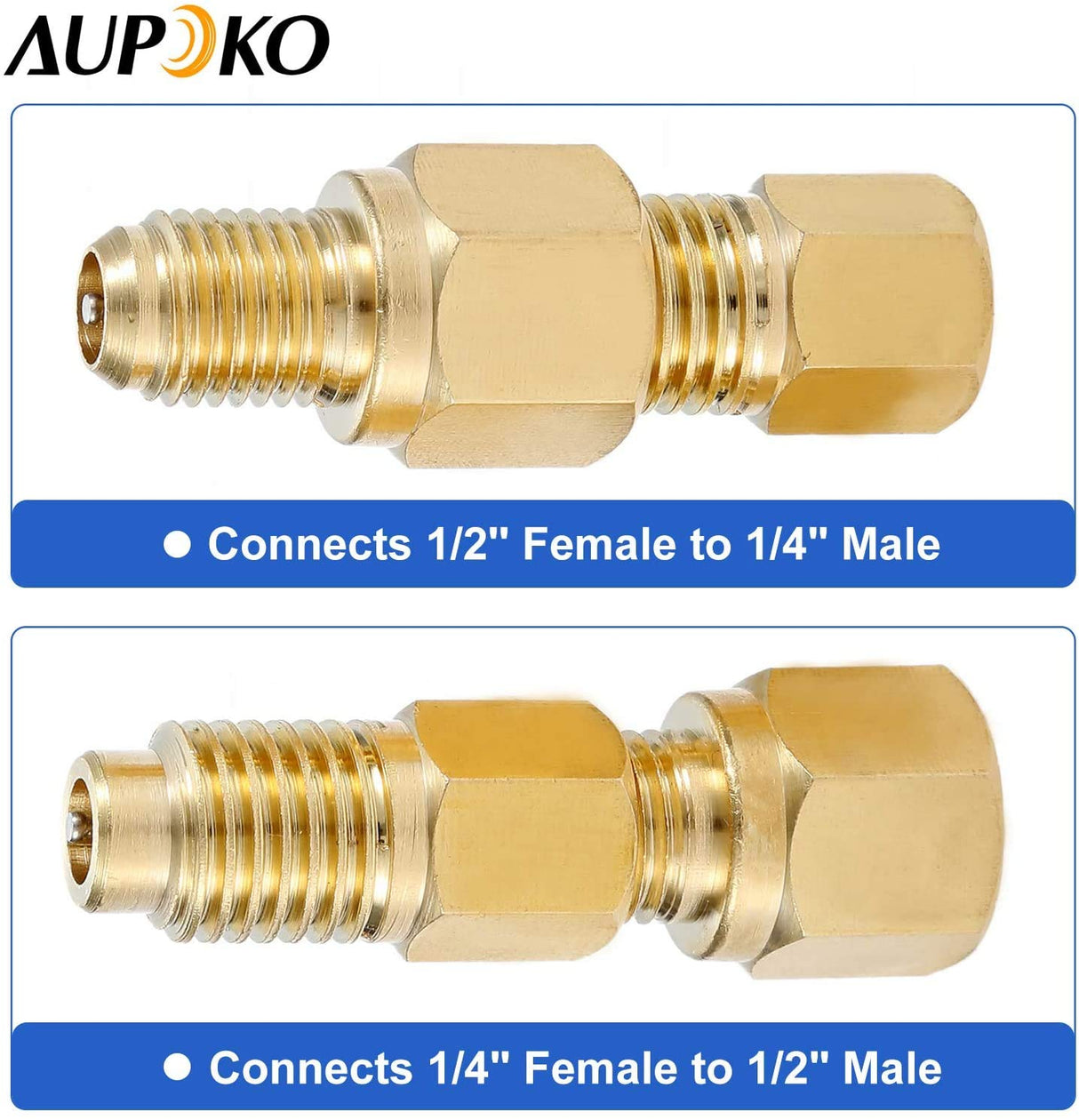 Aupoko R12 R22 to R134a Adapters, R134A Refrigerant Tank Adapter Kit with Valve Core Remover, 1/4" Male to 1/2" Female, 1/4’’ SAE Female X 1/2’’ Male Refrigerant Tank Adapters