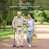 BeneCane Quad Cane Adjustable Walking Cane with Offset Soft Cushioned Handle for Men & Women Lightweight Comfortable with 4-Pronged feet for Extra Stability(Black)