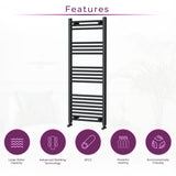 Nola Bathroom Towel Rail Heated Bathroom Radiator Wall Mounted Ladder Design Grey - 1200mm x 500mm