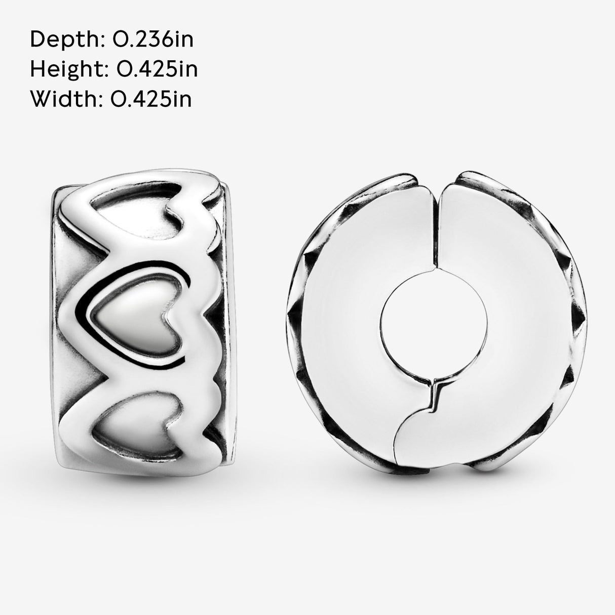 PANDORA Band of Hearts Clip Charm - Compatible with PANDORA Moments - Sterling Silver - Gift for Her - Jewelry for Women with Gift Box