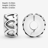 PANDORA Band of Hearts Clip Charm - Compatible with PANDORA Moments - Sterling Silver - Gift for Her - Jewelry for Women with Gift Box