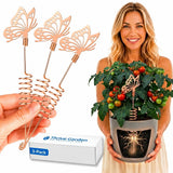 Premium Electroculture Copper Garden Antennas (3-Pack) – Decorative Butterfly Plant Growth Boosters for Tomatoes, Vegetable Gardens, Raised Beds & Houseplants – 99% Pure Copper Stakes