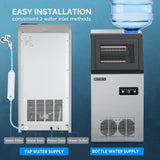 ROVSUN Commercial Ice Maker Machine 110LBS/24H with 2 Water Inlets, Freestanding Ice Machine with 24lbs Storage Bin, Ice Scoop & Water Filter for Home Office Restaurant Bar Cafe