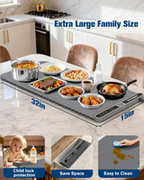 Food Warming Mat Extra Large, Rapid Heating Electric Warming Tray with 9 Temp Setting and 6 Hours Timer,Foldable Warming Trays for Food, Portable Food Warmers for Parties Buffet, Gray