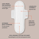 Cora 100% Organic Cotton Topsheet Pads (36 Overnight Pads)