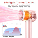 Hair Dryer, 110,000 RPM High-Speed Ionic Blow Dryer for Fast Drying, Professional Lightweight Hairdryer with Diffuser, Magnetic Nozzle, 4 Temps & 2 Speeds, Low Noise for Travel & Home - Pink