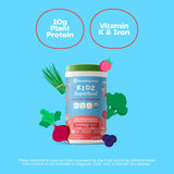 Amazing Grass Kidz Superfood: Vegan Protein & Probiotics for Kids with Beet Root Powder & 1/2 Cup of Leafy Greens, Strawberry Blast, 15 Servings