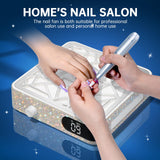 CHRISTINE SHELLY Nail Dust Collector, Powerful Vacuum Fan Vent Dust Collector Extractor Dust Suction Machine for Acrylic Nails Polishing, Nail Salon, White Diamond