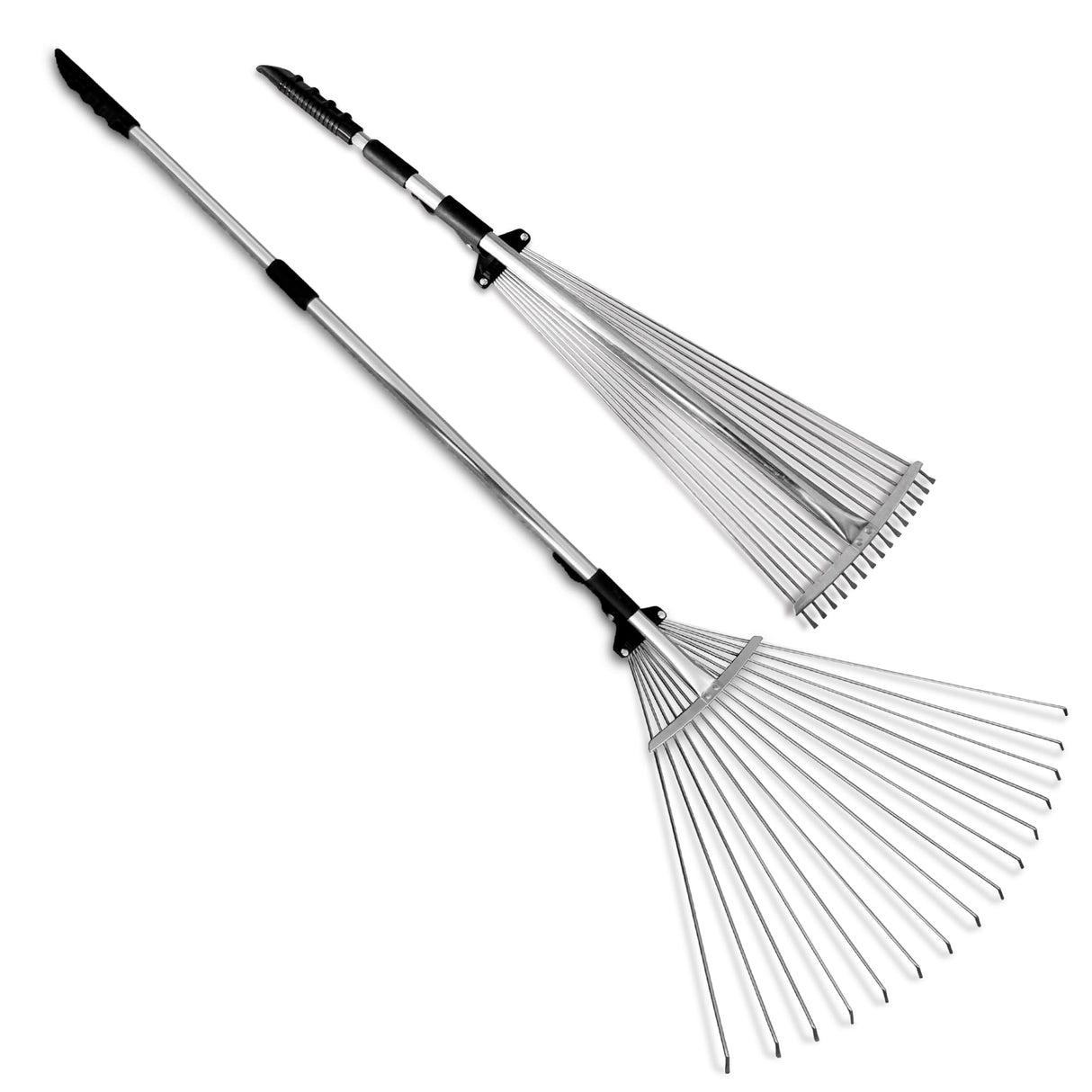 TABOR TOOLS J16A Adjustable Metal Rake with Expandable Head 8-23", Collapsible & Telescopic Leaf Rake for Lawns, Garden & Yard, Ideal for Leaves, Shrubs & Small Areas