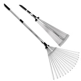 TABOR TOOLS J16A Adjustable Metal Rake with Expandable Head 8-23", Collapsible & Telescopic Leaf Rake for Lawns, Garden & Yard, Ideal for Leaves, Shrubs & Small Areas