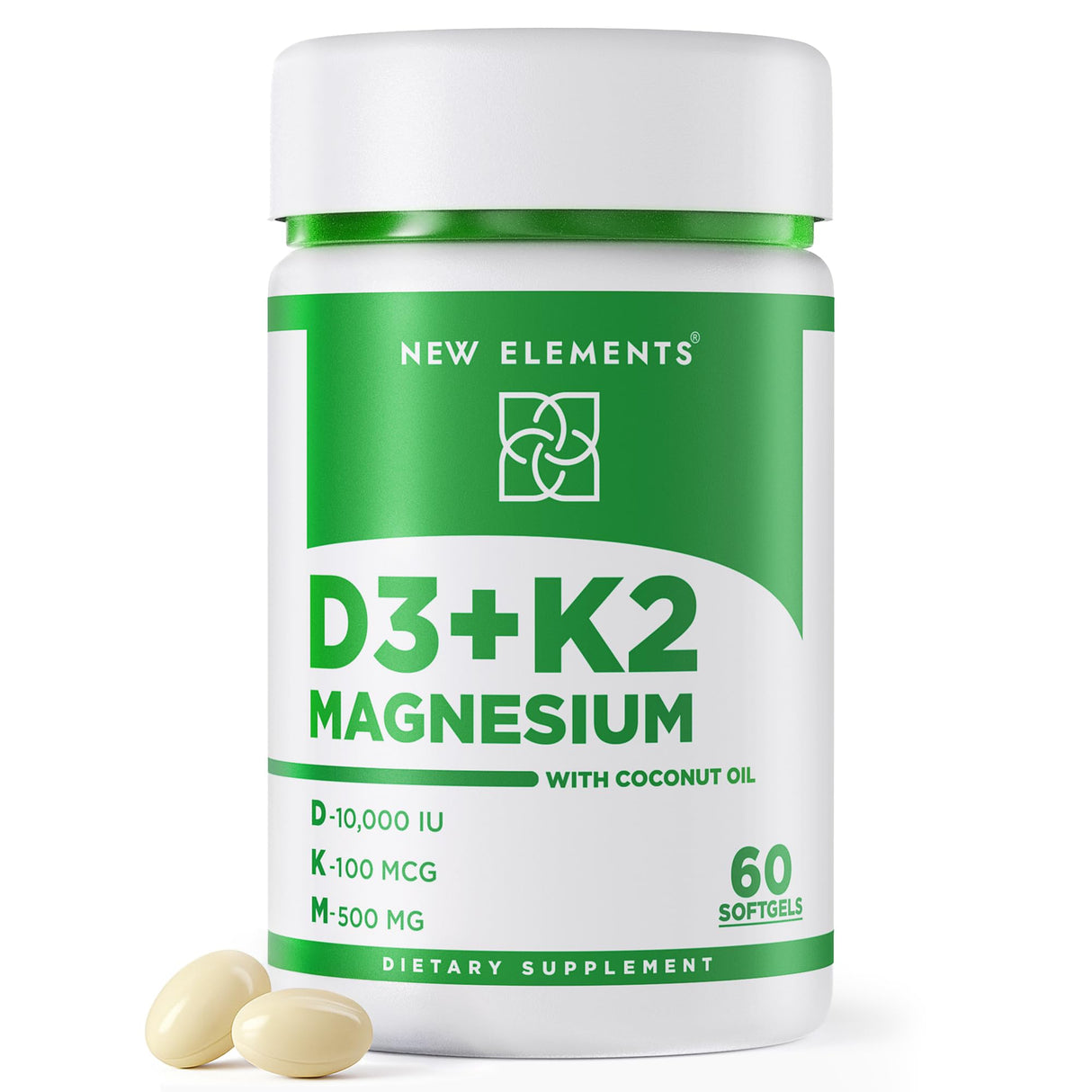 Vitamin D3 K2 10000iu with Magnesium Glycinate 500mg - Bone Health, Immune Support, Energy & Mood - Non-GMO, Gluten-Free, Sugar-Free Softgels for Women & Men