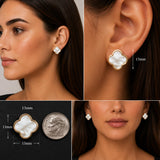 2 Pair Set I 18K Gold Plated Clover Earrings for Women | Four Leaf Stud Earrings | Valentines Gift I Anniversary I Wedding I Occasion