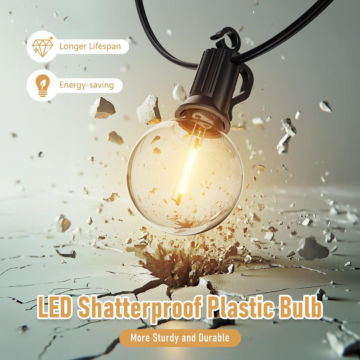 Brightown Outdoor String Lights - Waterproof Globe Patio Lights 35 Ft with 30 G40 Shatterproof LED Bulbs, Connectable Commercial Hanging Light for Backyard, Bistro, Porch, Cafe, Deck, Garden