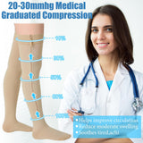 Sosation Thigh High Zipper Compression Socks 20-30 mmHg Zipper Compression Stockings Thigh High for Women Men Swelling Edema (Beige,X-Large)