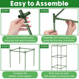 3 Pack Tomato Cage, 14.5" W x 53" H Square Tomato Trellis with 50 Pcs Clips