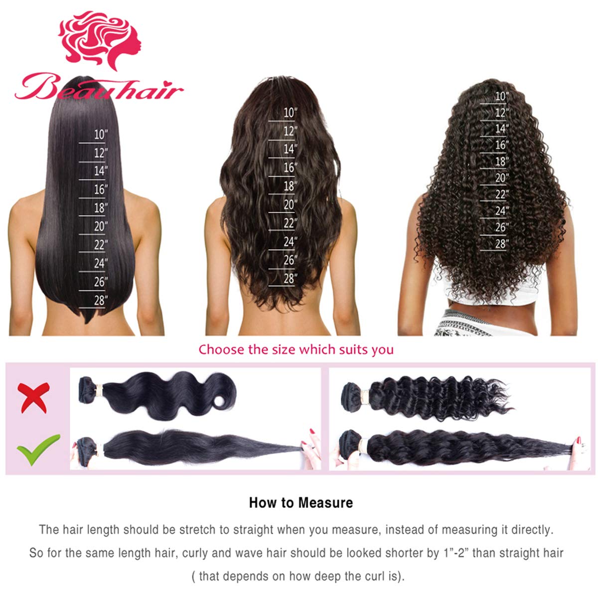 Beauhair Brazilian Body Wave Virgin Human Hair Bundles with Lace Closure(14 16 18 with14 Closure) Human Hair Unprocessed Body Wave Hair Bundles with Closure 4X4 Lace Free Part Natural Black Hair