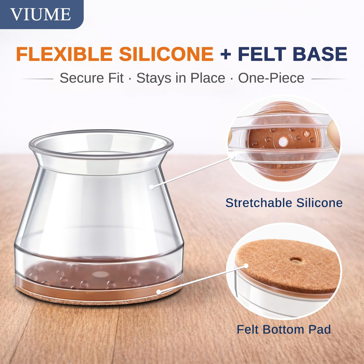 24 Pcs Chair Leg Floor Protectors for Hardwood Floors Silicone Covers Felt Pads Furniture Leg Caps Anti-Scratch Reduce Noise Fit (1-5/16" to 2")