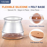 24 Pcs Chair Leg Floor Protectors for Hardwood Floors Silicone Covers Felt Pads Furniture Leg Caps Anti-Scratch Reduce Noise Fit (1-5/16" to 2")
