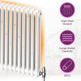 Go Bathrooms Utopia White Horizontal Radiator 400 x 1370mm Traditional Cast Iron Style 2 Column White Central Heating Living Room Radiator