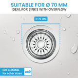 Bchlein Pop Up Drain Fitting with Overflow for the Sink, 70mm, Stainless Steel & Silicone, Kitchen Sink Drain