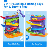 hahaland Toddler Toys for 1 Year Old Boy 2 in 1 Pound Ball Toy & Car Ramp Race Track Learning Early Developmental Montessori Toys for 2 Year Old Christmas Birthday Gifts Stocking Stuffers
