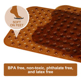 YINENN Bath and Shower Safety Mats 40x16 inch, Non Slip with Suction Cups for Bathroom Stall and Tub Floor, Extra Large and Machine Washable, Drain Holes Keep Bathtub Clean, Brown