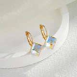 EVEVIC Austrian Crystal Cube Drop Leverback Earrings for Women