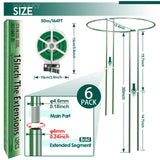 LKSSZS 6 Pack 30 inch Plant Support Stakes, Heavy-Duty Half Round Peony Support, Garden Plant Stakes Cage for Outdoor Plants, Peony, Tomato, Hydrangea, (15In Support +15In Stainless Extension Tubes)