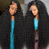 200 density 13x6 deep wave lace front wigs human hair HD Lace Curly Wigs for Black Women Pre Plucked with Baby Hair 13x6 HD Frontal Human Hair Lace Front Wigs for Women (13x6 Deep Wig, 30 Inch)
