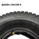 QsEzDo 13x 5.00-6 Tire and Inner Tube (1 Set) by Air Filled, 4PR and max 35 PIS (2BAR), Fits 6-Inch Rim, work for Wheelbarrow Hand Truck Tool Cart Garden Carts. (13x5.00-6 Tire and Tube TR87)