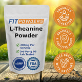 FitPowders L-Theanine Powder 100% Pure, Non-GMO, Vegan, Gluten Free Theanine Powder Supplement (Multiple Sizes) Mood and Cognitive, Stress Relief and Relaxation, Scoop Included (250 Grams)