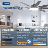 Amico 100 Inch 8 Aluminum Blades Ceiling Fans with Lights, Indoor/Outdoor Black Ceiling Fan with Remote Control, Reversible DC Motor, 3CCT, Dimmable,Ceiling Fan for Bedroom, Patio,Living Room